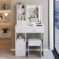 29.2" Small Vanity Desk with Mirror and Lights, Makeup Table with Led Lights and Sliding Mirror, 3 Lighting Colors, Vanity Set with 5 Drawers and Stool for Small Space Bedroom, White