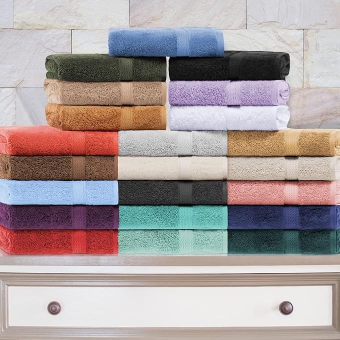 Superior Egyptian Cotton Pile Face Towel/Washcloth Set of 6, Ultra Soft Luxury Towels, Thick Plush Essentials, Absorbent Heavyweight, Guest Bath, Hotel, Spa, Home Bathroom, Shower Basics, Tea Rose