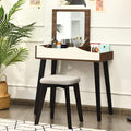 CHARMAID Vanity Desk with Flip Top Mirror, Storage Compartments, Removable Dividers, Bedroom Makeup Dressing Table, Wooden Vanity Set Writing Desk with Stool for Kids Girls Women