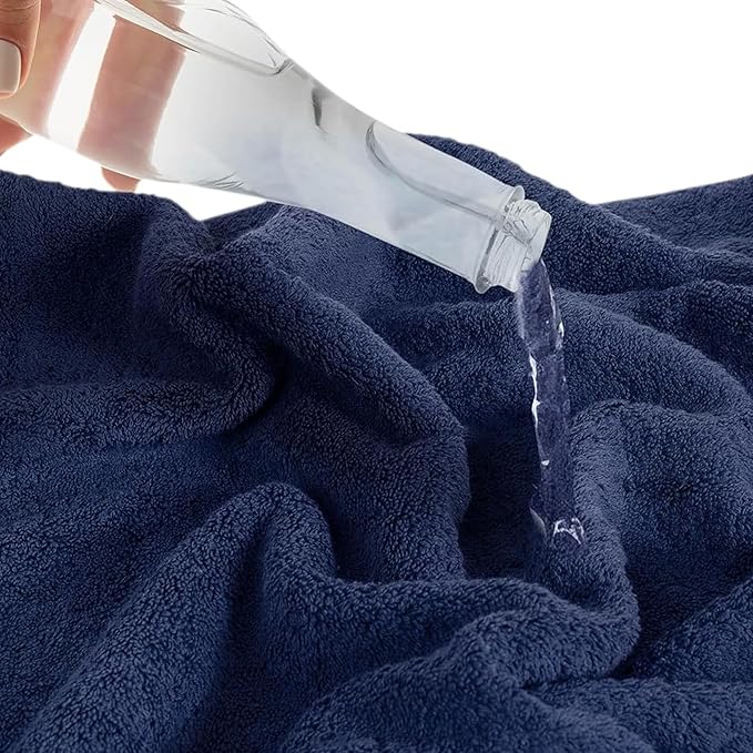 SALBAKOS 100% Turkish Cotton Bath Towel Set of 4 27x54 inch | Heirloom Quality | Hotel & Spa Collection | Ultra Soft, Super Absorbent, Long Lasting Bath Towels | Made in Turkey (Navy, 4 Bath Towels)