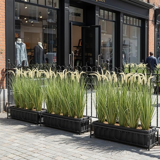 KOL 4ft Artificial Horsetail Grasses (2-Pack) - 47.2in Tall Realistic Faux Plants for Indoor Outdoor, Potted Fake Grass Decor for Home Office Wedding, Low Maintenance Houseplant Gift