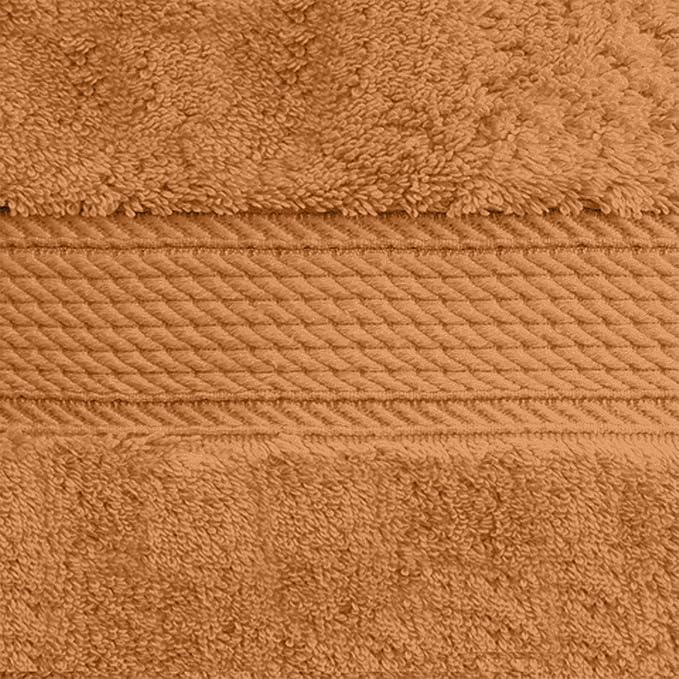 Superior Egyptian Cotton Pile Face Towel/Washcloth Set of 6, Ultra Soft Luxury Towels, Thick Plush Essentials, Absorbent Heavyweight, Guest Bath, Hotel, Spa, Home Bathroom, Shower Basics, Rust