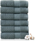 NY Loft 100% Cotton Hand Towel 6 Pack Hand Towel Set | Super Soft & Absorbent Quick-Dry Hand Towels 16" x 28" |Textured and Durable Cotton | Trinity Collection (6 Pack Hand Towel, Stormy Sea)