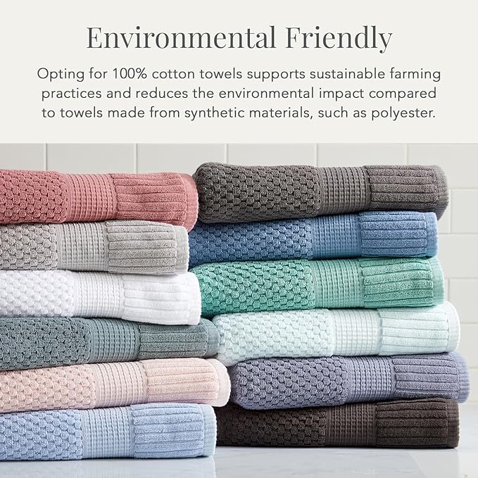 NY Loft 100% Cotton Hand Towel 6 Pack Hand Towel Set | Super Soft & Absorbent Quick-Dry Hand Towels 16" x 28" |Textured and Durable Cotton | Trinity Collection (6 Pack Hand Towel, Stormy Sea)