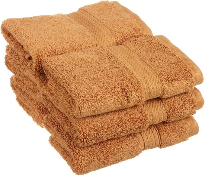 Superior Egyptian Cotton Pile Face Towel/Washcloth Set of 6, Ultra Soft Luxury Towels, Thick Plush Essentials, Absorbent Heavyweight, Guest Bath, Hotel, Spa, Home Bathroom, Shower Basics, Rust