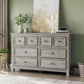 LGHM Dressers for Bedroom with 8 Drawers,54" Long Dresser Wood Legs, Modern Farmhouse Wood Chest of Drawers, Wide Dresser with Deep Drawers, Light Gray