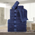 SUPERIOR Egyptian Cotton Pile 9 Piece Towel Set, Includes 3 Bath, 3 Hand, 3 Face Towels/Washcloths, Ultra Soft Luxury Towels, Thick Plush Essentials, Guest Bath, Spa, Hotel Bathroom, Navy Blue