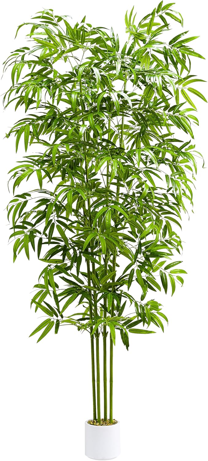 Artificial Bamboo Tree 6FT Tall Fake Plants Faux Silk Plant, Faux Bamboo Plant for Home Office Indoor Outdoor Decor Artificial Trees with Tall Planter