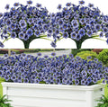 Lnoicy 12 Pcs Artificial Flowers for Outdoor,Plastic Flowers Decoration, UV Resistant Faux Flowers Shrubs, Artificial Plants for Indoor Outside Garden Home Wedding Farmhouse(Blue)