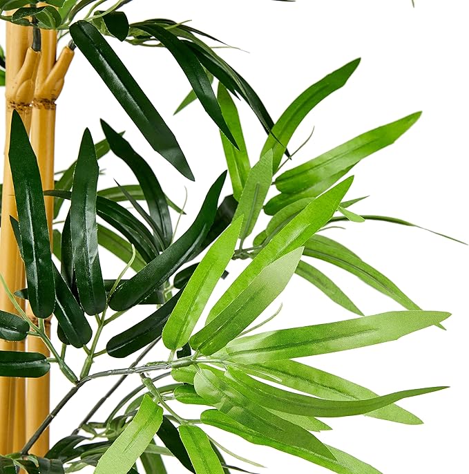 Amazon Basics Artificial Fake Bamboo Plant with Plastic Planter Pot, 39.4", Green
