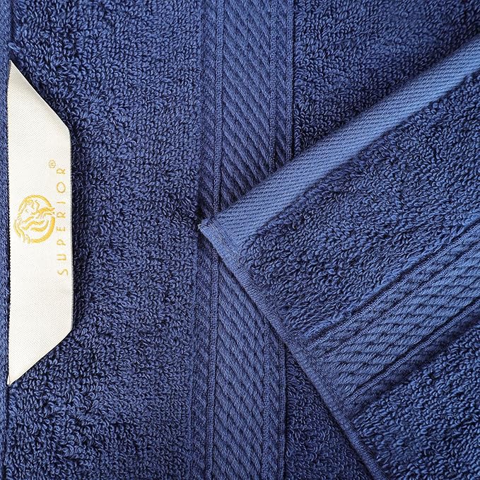 SUPERIOR Egyptian Cotton Pile 9 Piece Towel Set, Includes 3 Bath, 3 Hand, 3 Face Towels/Washcloths, Ultra Soft Luxury Towels, Thick Plush Essentials, Guest Bath, Spa, Hotel Bathroom, Navy Blue