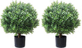 ALL SEASON GREEN 2'T 18''W Boxwood Ball Artificial Topiary Trees Potted Faux Outdoor Plants for Home Porch Decor Set of 2