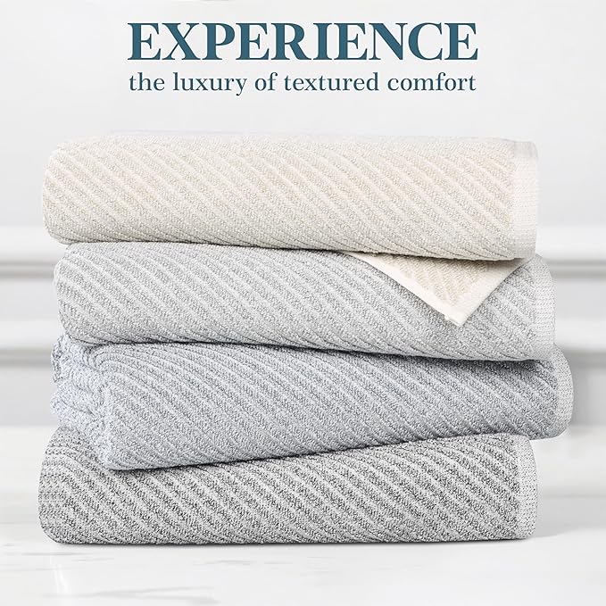 Superior Amelia Viscose Cotton Blend Medium Weight Towels, for Kitchen, Bathroom, Spa, Plush, Quick Dry, Ultra-Soft Towels, Bath Essentials, Ribbed Design, Absorbent Hand Towels, Set of 6, Denim Blue