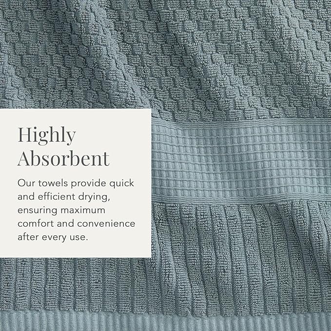 NY Loft 100% Cotton Hand Towel 6 Pack Hand Towel Set | Super Soft & Absorbent Quick-Dry Hand Towels 16" x 28" |Textured and Durable Cotton | Trinity Collection (6 Pack Hand Towel, Stormy Sea)