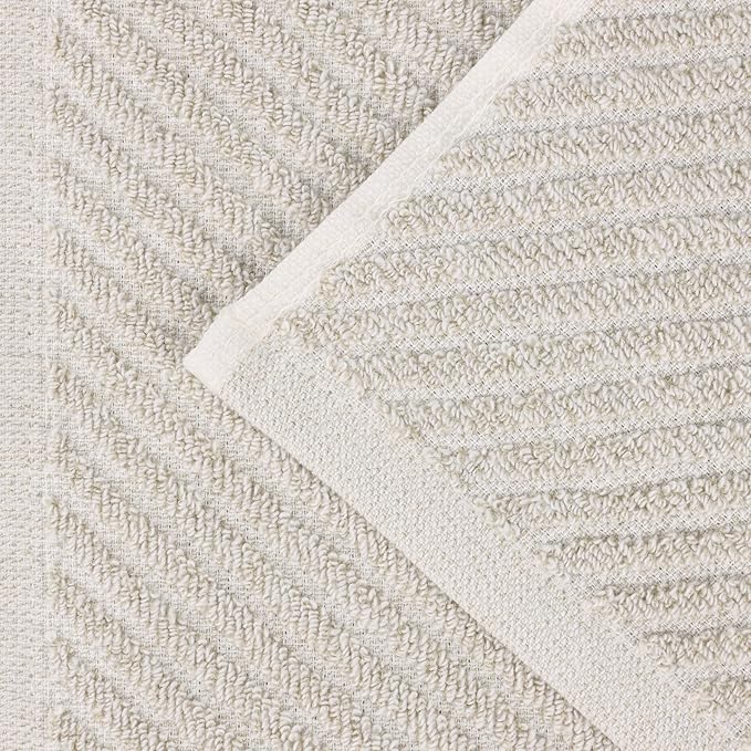 Superior Amelia Viscose Cotton Blend Medium Weight Towels, for Bathroom, Shower, Spa, Plush, Quick Dry, Ultra-Soft Towels, Bath Essentials, Ribbed Design, 12 Piece Assorted Towel Set, Beige