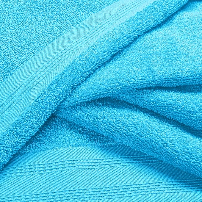 Cotton 2 Pack Oversized Bath Towel Set 28x55 inches, Large Bath Towels, Ultra Absorbant Compact Quickdry & Lightweight Towel, Ideal for Gym Travel Camp Pool - Turquoise Blue