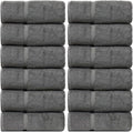 Luxury Hotel & Spa Quality, 100% Turkish Cotton 700 GSM Cloth, for Body wash, Makeup Remover & Facial Cleaning, Baby, face, loofah, Dobby Border Soft washcloths Towel Set 13" X 13", Gray, Set of 12